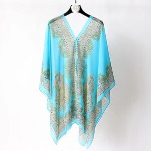 Stylish blue and Gold Patterned Kimono